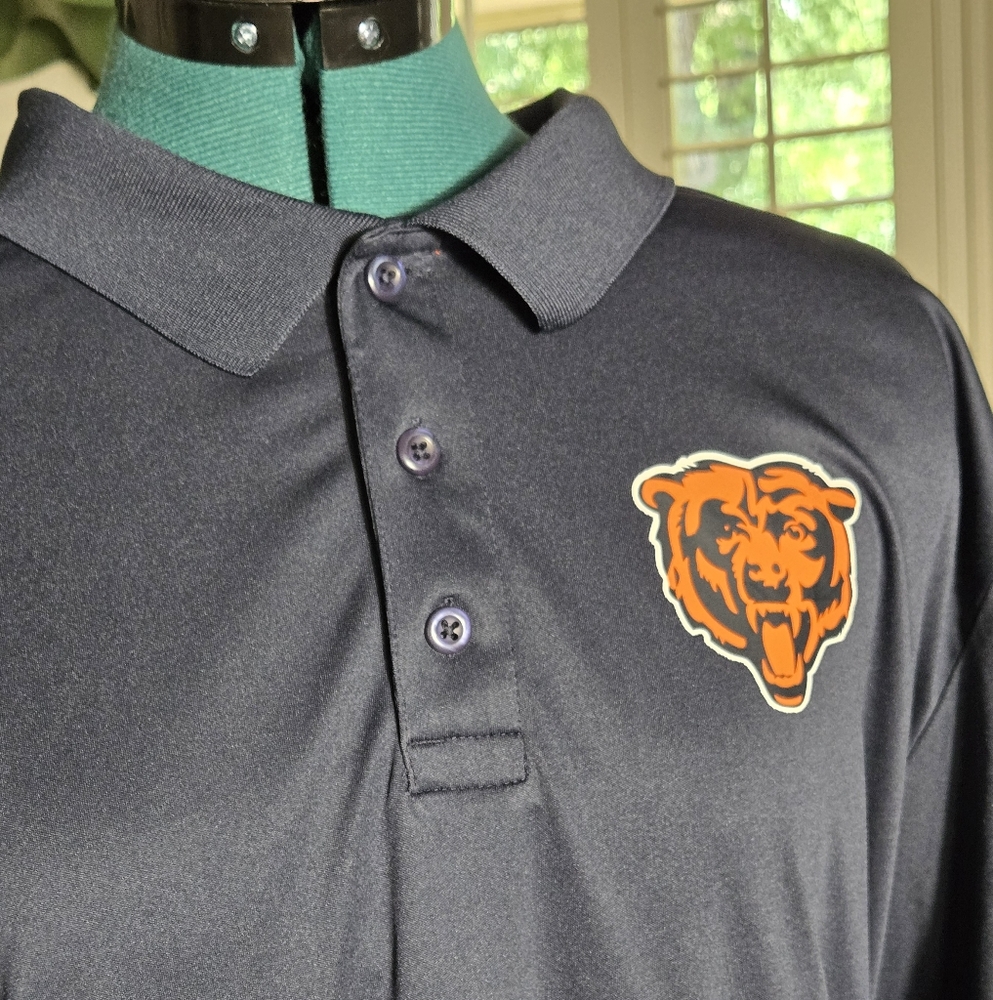 Chicago Bears Men's Fanatics Dark  Blue Polo Shirt Performance Athletic Wear XXL - Picture 2 of 10